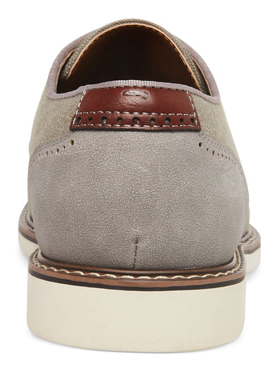MADDEN Mens Gray Mixed Media Derby Brogue Padded Duupon Round Toe Wedge Lace-Up Dress Shoes 10.5 M