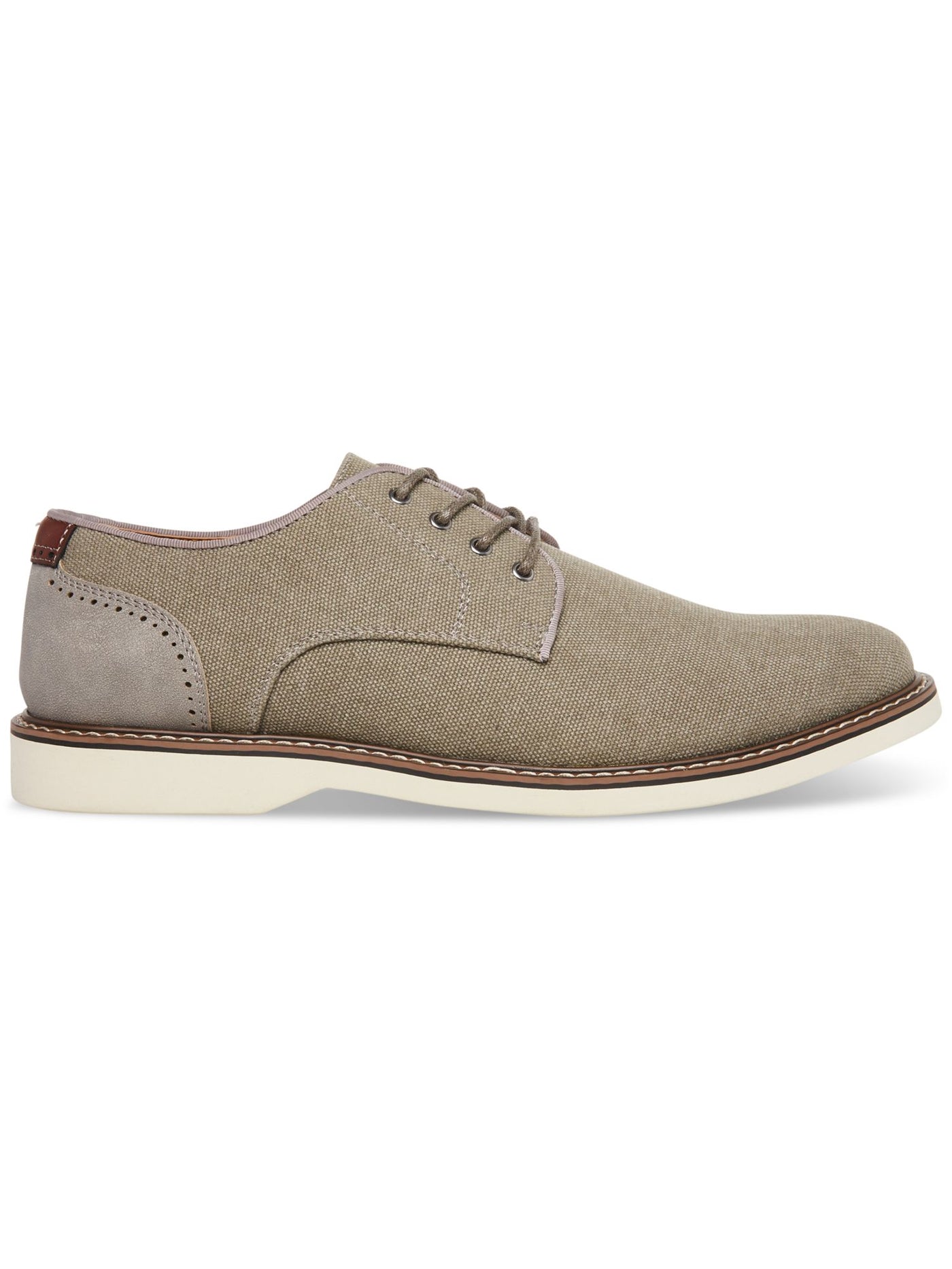 MADDEN Mens Gray Mixed Media Derby Brogue Padded Duupon Round Toe Wedge Lace-Up Dress Shoes 7