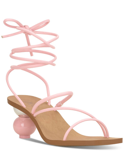 INC Womens Pink Strappy Goring Chedel Round Toe Sculpted Heel Lace-Up Dress Heeled Sandal 6.5 M