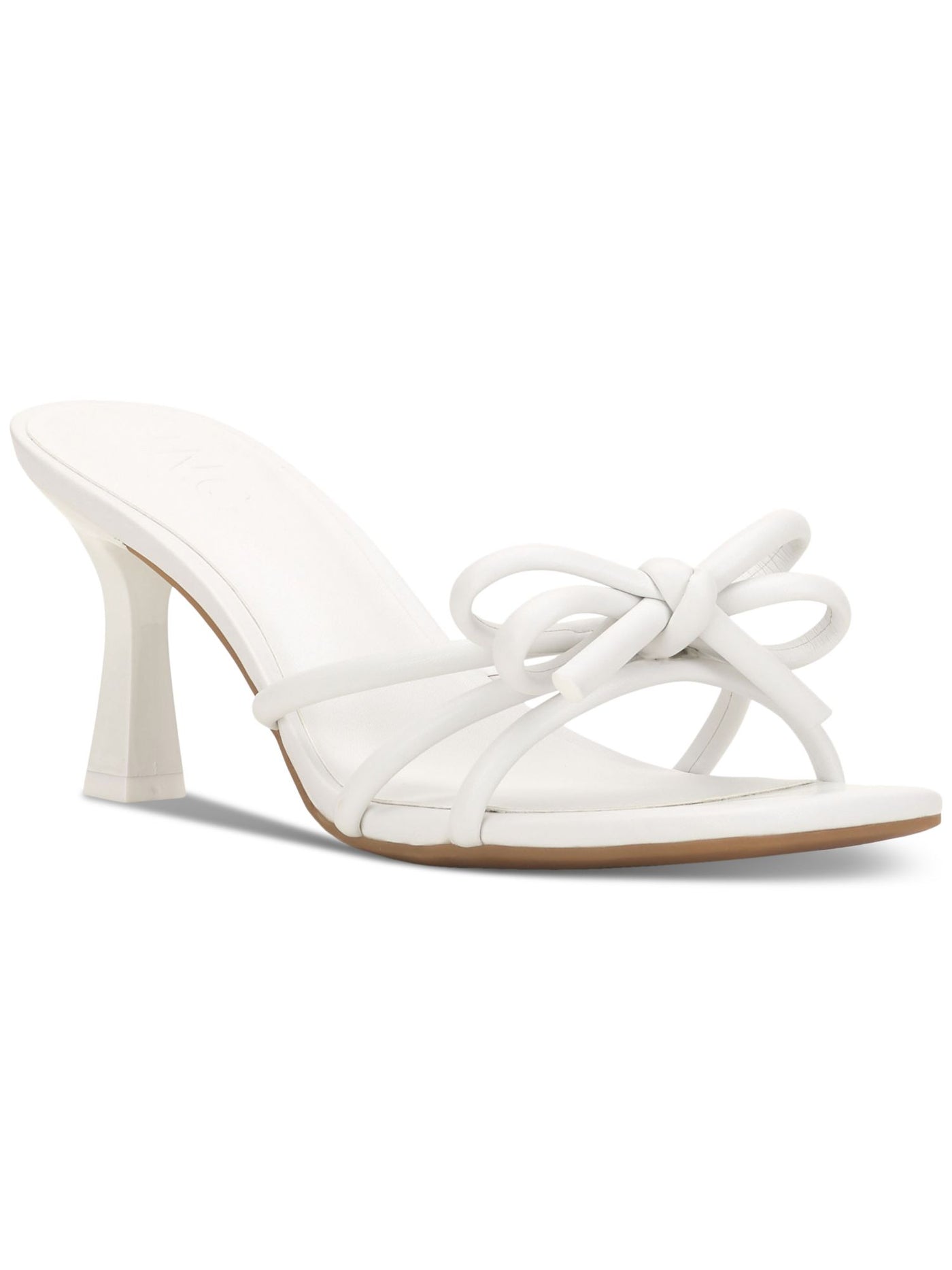 INC Womens White Slip Resistant Padded Bow Accent Strappy Emonna Square Toe Stiletto Slip On Dress Heeled Sandal 8 M
