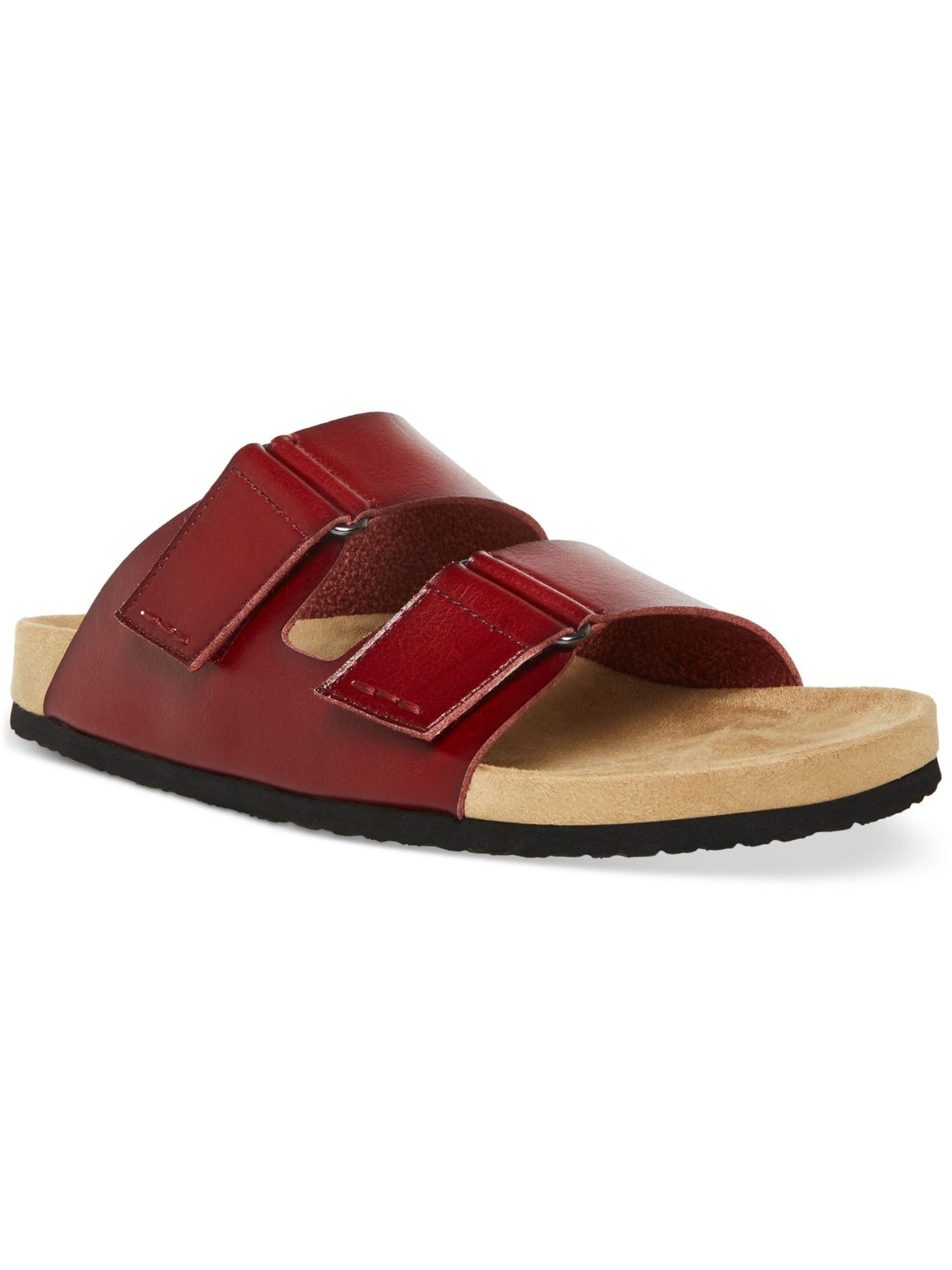 MADDEN Mens Maroon Double Straps Contoured Footbed Padded Tisson Round Toe Leather Sandals Shoes 11