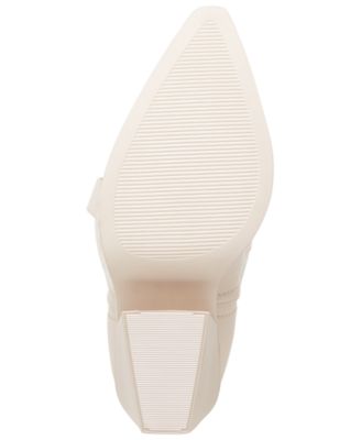 MADDEN GIRL Womens Ivory Dual Pull-Tabs Embroidered Padded Arizona Pointed Toe Flare Western Boot M