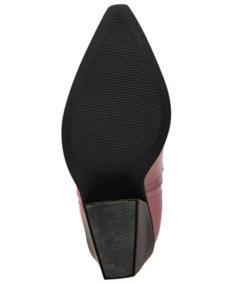 MADDEN GIRL Womens Pink Solid Metallic Dual Pull-Tabs Embroidered Padded Arizona Pointed Toe Flare Western Boot M