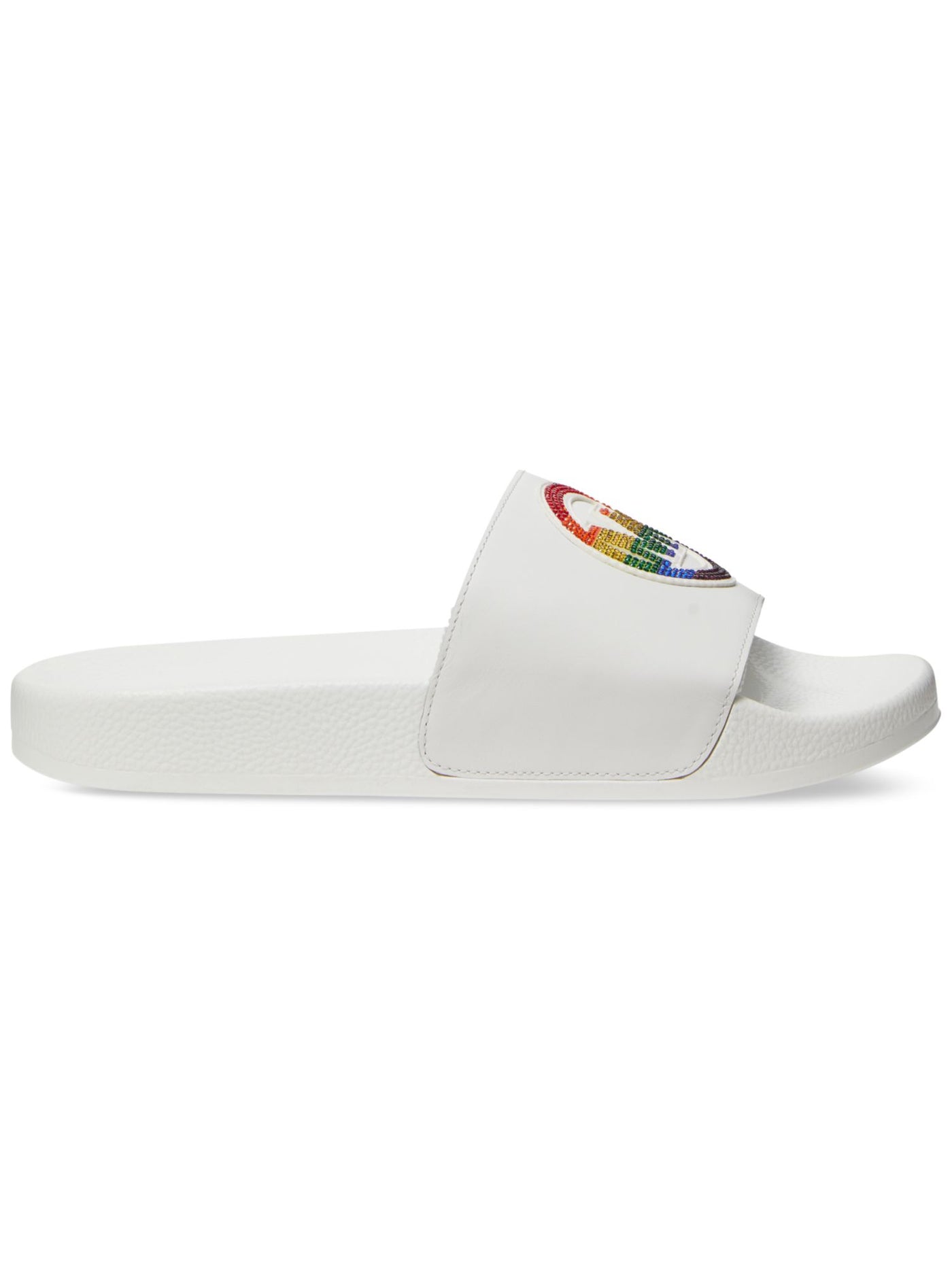 MICHAEL KORS Mens White Mixed Media Embellished Comfort Jake Round Toe Platform Leather Slide Sandals Shoes 9
