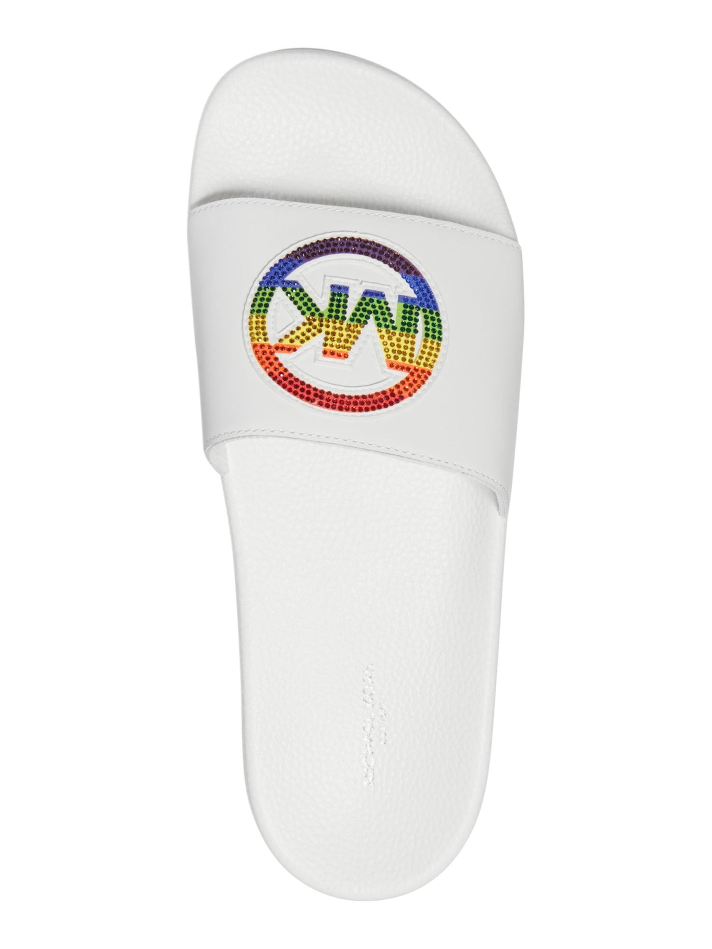 MICHAEL KORS Mens White Mixed Media Embellished Comfort Jake Round Toe Platform Leather Slide Sandals Shoes 9