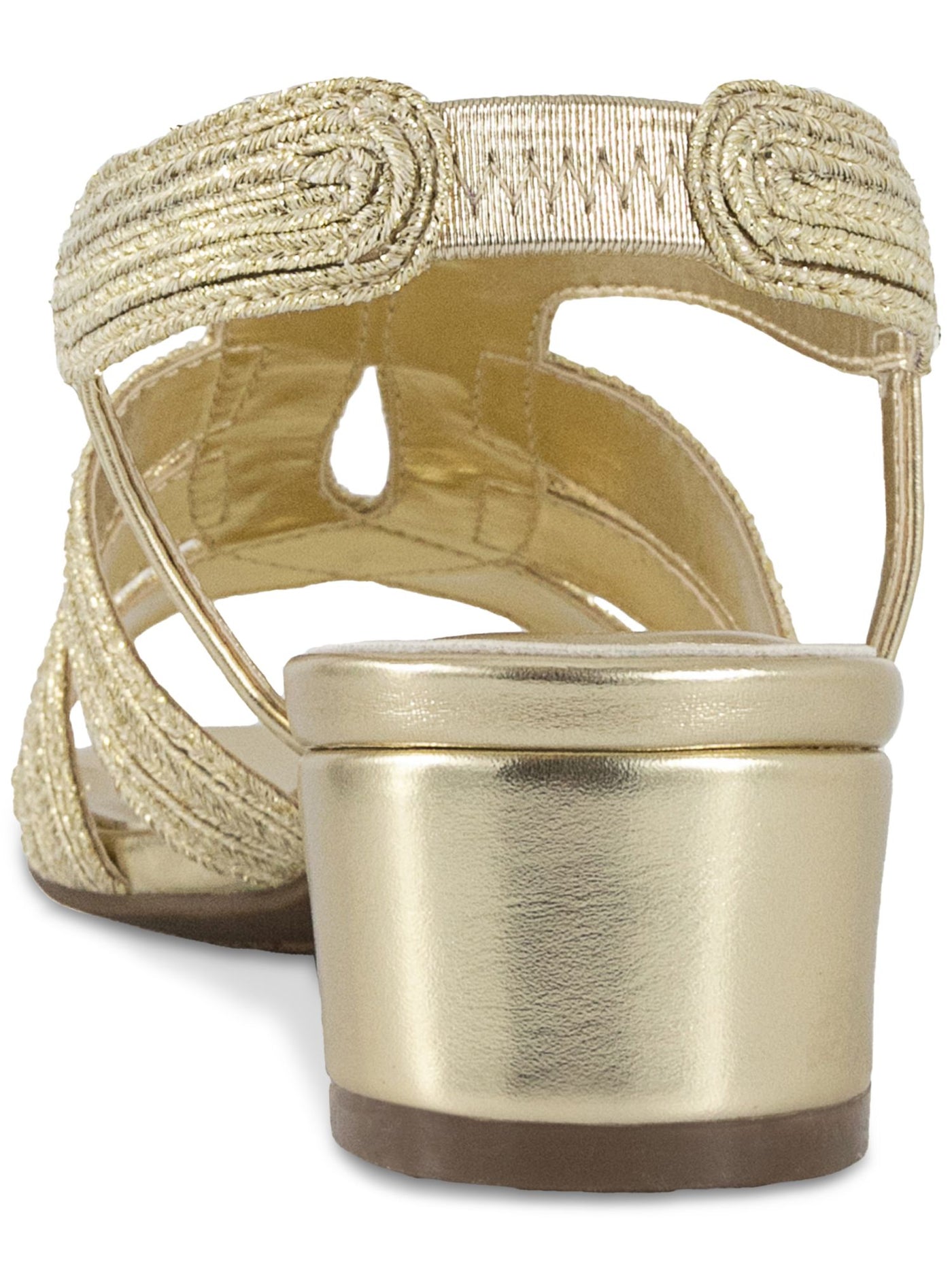 KAREN SCOTT Womens Gold Strappy Goring Metallic Cushioned Cut Out Nathena Round Toe Block Heel Slip On Slingback Sandal 9 M