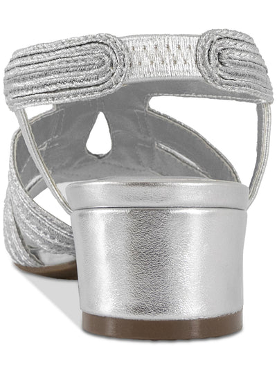 KAREN SCOTT Womens Silver Strappy Goring Cushioned Cut Out Nathena Round Toe Block Heel Slip On Slingback Sandal 7 M