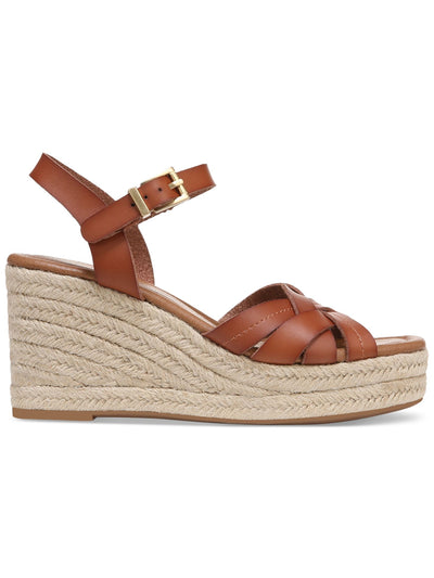 STYLE & COMPANY Womens Brown 1-1/2" Platform Padded Ankle Strap Woven Cerres Open Toe Wedge Buckle Espadrille Shoes 10 M