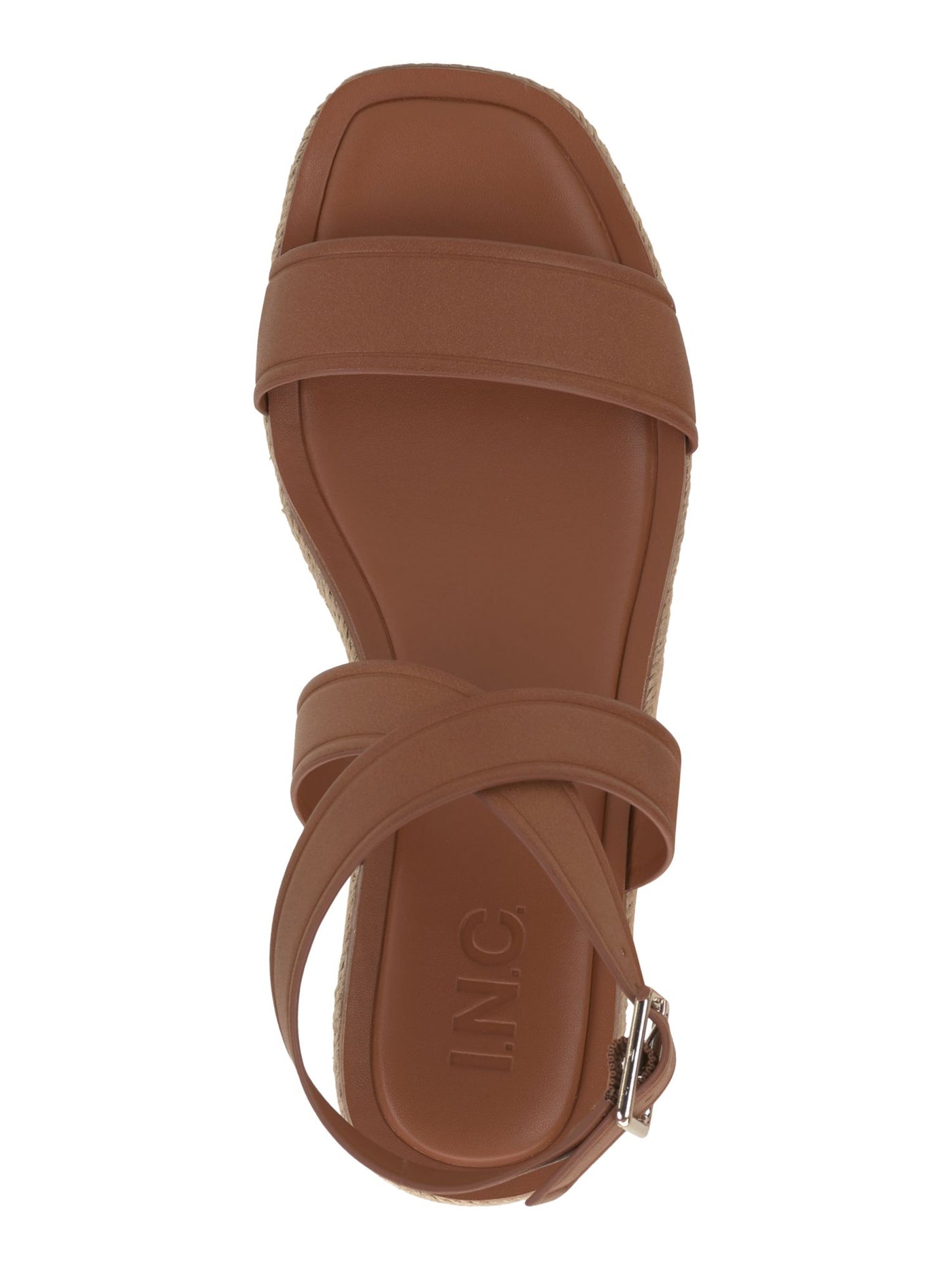 INC Womens Brown 1" Platform Padded Ankle Strap Slip Resistant Havilah Open Toe Wedge Buckle Espadrille Shoes 8 M