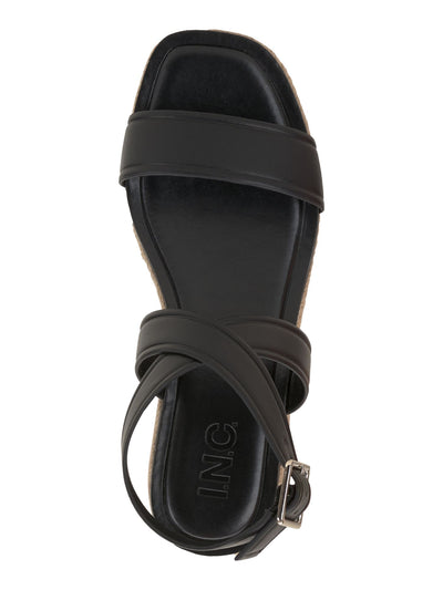 INC Womens Black 1" Platform Padded Ankle Strap Slip Resistant Havilah Open Toe Wedge Buckle Espadrille Shoes 7 M