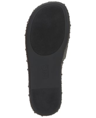 INC Womens Black Padded Rhinestone Adjustable Rayley Round Toe Platform Slip On Slide Sandals Shoes M