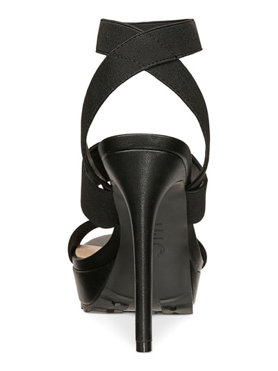 INC Womens Black 1 Lug Platform Strappy Ankle Strap Cushioned Cerina Almond Toe Stiletto Slip On Dress Heeled Sandal 9.5 M