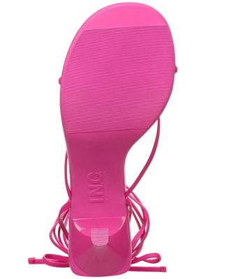 INC Womens Pink Wrapping Ankle Tie Cushioned Pippa Round Toe Stiletto Lace-Up Heeled Thong Sandals M