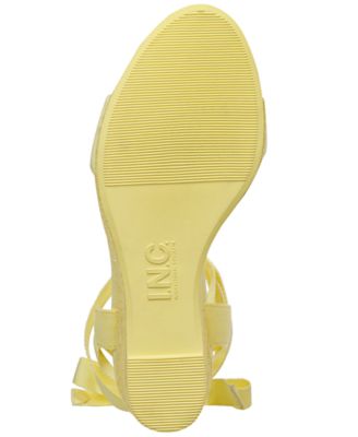 INC Womens Yellow 1" Platform Wrapping Ankle Cushioned Maxx Almond Toe Wedge Lace-Up Dress Espadrille Shoes M