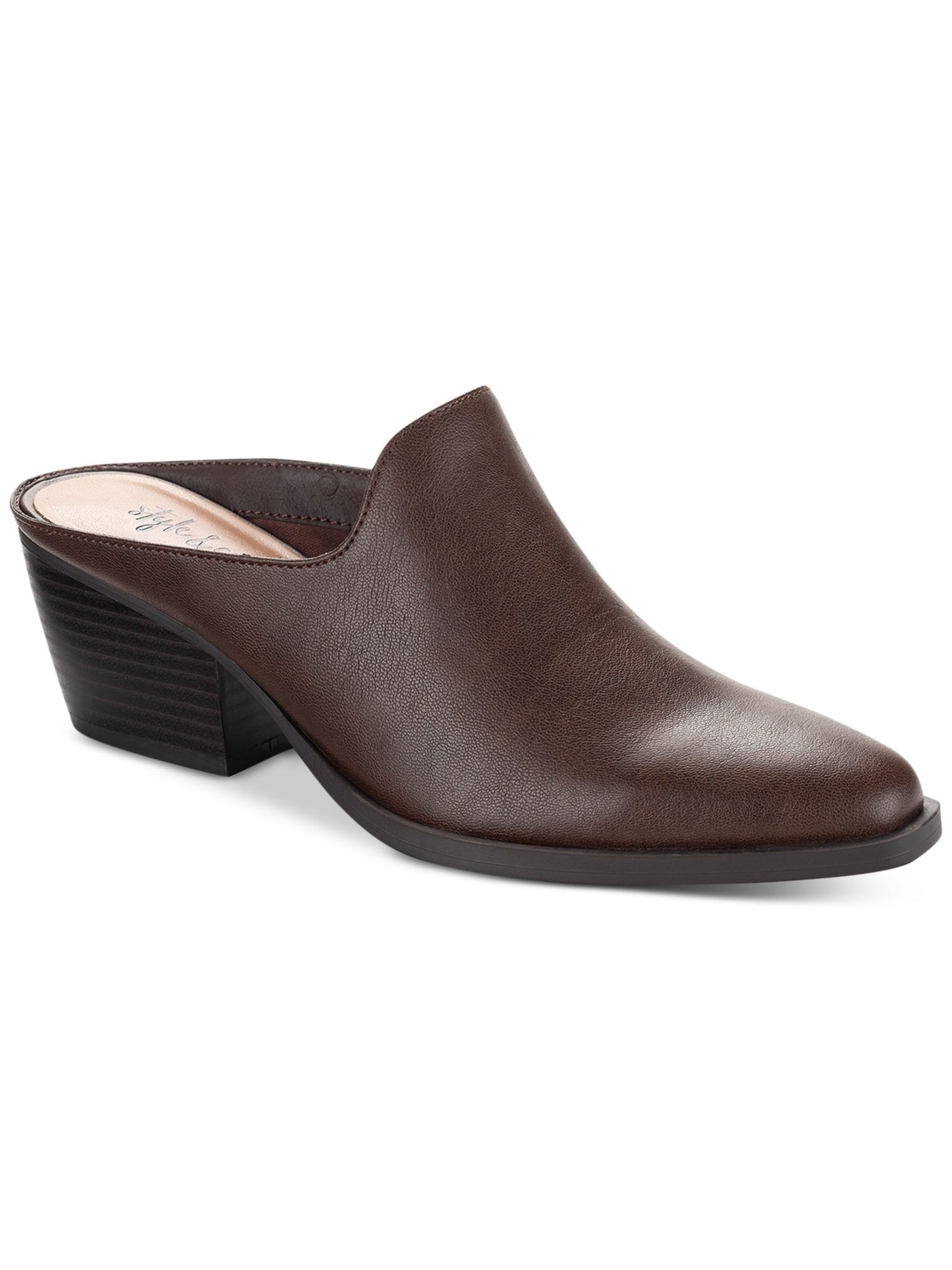 STYLE & COMPANY Womens Brown Padded Rubinn Almond Toe Block Heel Slip On Heeled Mules Shoes 7 M