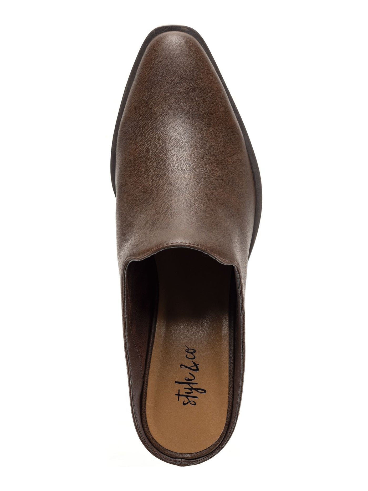 STYLE & COMPANY Womens Brown Padded Rubinn Almond Toe Block Heel Slip On Heeled Mules Shoes 7 M