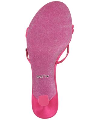 ALDO Womens Pink Logo Footbed Padded Strappy Embellished Goring Barbiemule Round Toe Kitten Heel Slip On Dress Heeled B