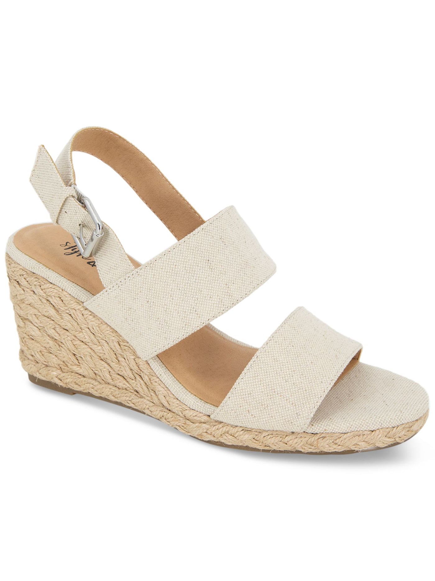 STYLE & COMPANY Womens Beige Slingback Cushioned Serennaa Round Toe Wedge Buckle Espadrille Shoes 9 M