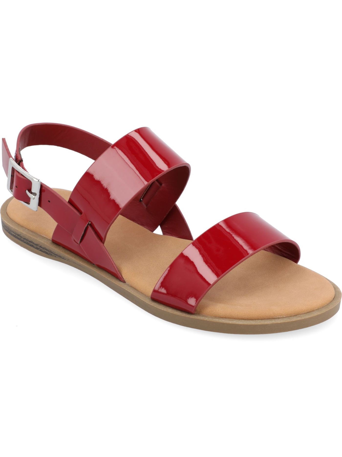 JOURNEE COLLECTION Womens Red Strappy Adjustable Padded Lavine Open Toe Buckle Slingback Sandal 9 W