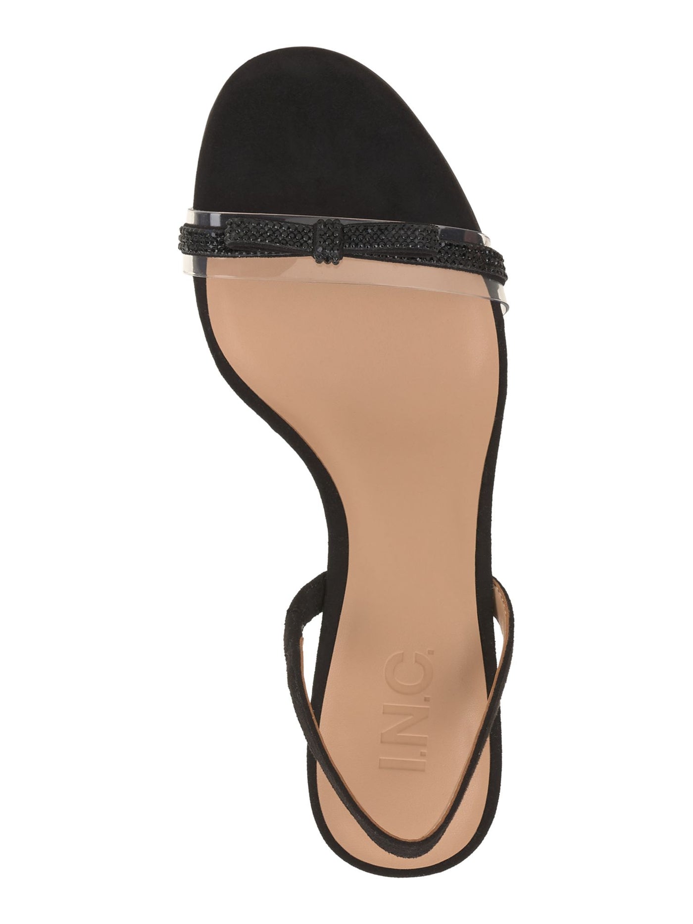 INC Womens Black Mixed Media Padded Bow Accent Goring Linnette Round Toe Stiletto Slip On Dress Slingback Sandal 9 M