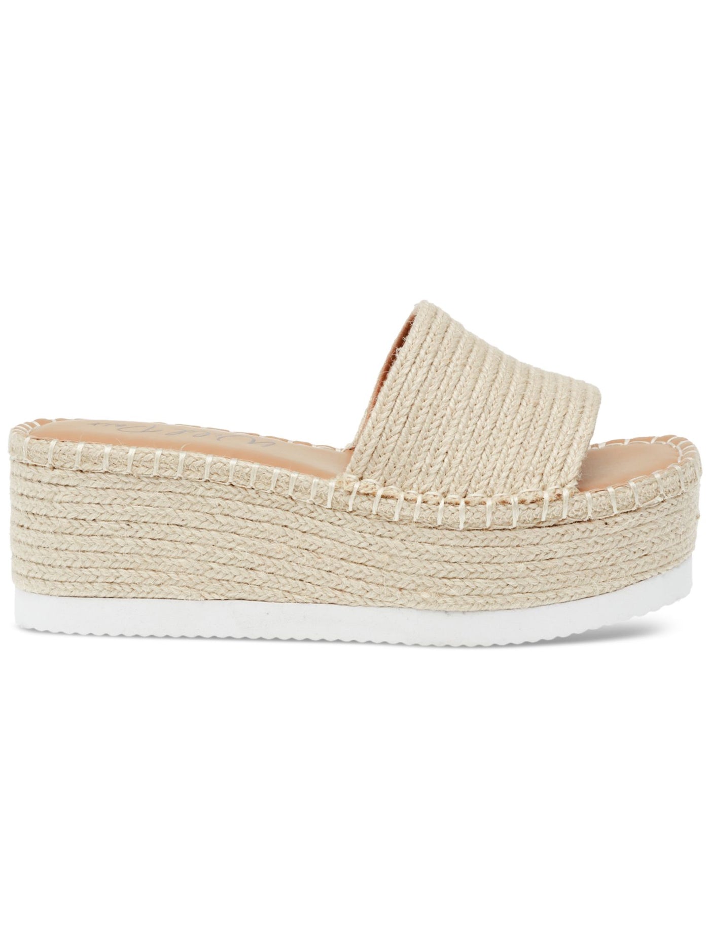 WILD PAIR Womens Beige 1-1/2" Platform Braided Cushioned Shermer Round Toe Wedge Slip On Espadrille Shoes 7.5 M