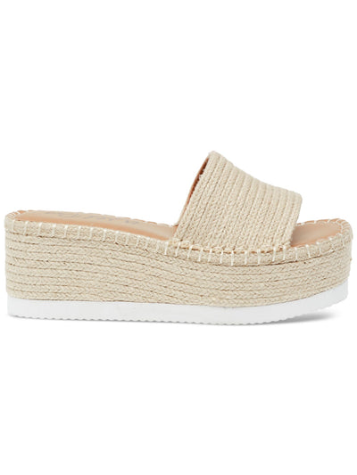 WILD PAIR Womens Beige 1-1/2" Platform Braided Cushioned Shermer Round Toe Wedge Slip On Espadrille Shoes 7.5 M