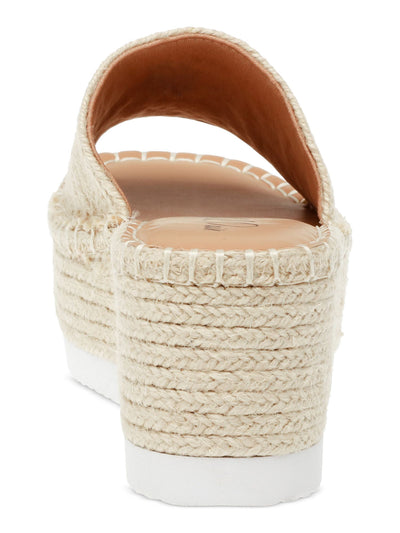 WILD PAIR Womens Beige 1-1/2" Platform Braided Cushioned Shermer Round Toe Wedge Slip On Espadrille Shoes 7.5 M