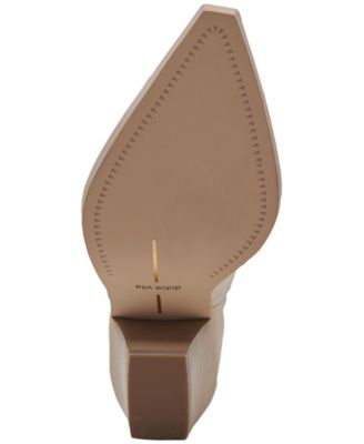 DOLCE VITA Womens Beige Western Pull Tabs Padded Embroidered Runa Pointed Toe Block Heel Leather Western Boot M