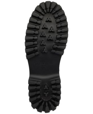 KARL LAGERFELD PARIS Womens Black 1" Platform Beaded Chain Accent Lug Sole Padded Gemsy Almond Toe Slip On Leather Dress Loafers Shoes M