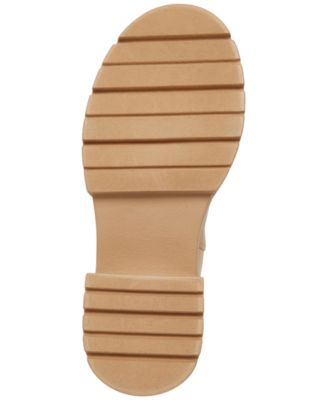 MADDEN GIRL Womens Beige 1-1/2" Platform Heel Pull-Tab Goring Lug Sole Padded Trust Round Toe Chelsea Boot M