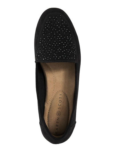 KAREN SCOTT Womens Black Cushioned Perforated Embellished Moreyaa Square Toe Slip On Dress Flats Shoes 8.5 M
