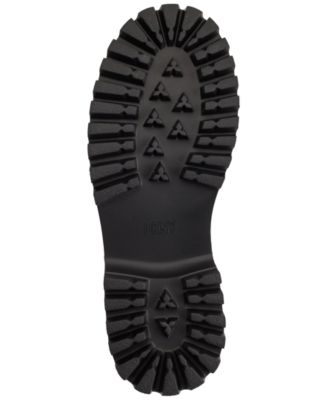 DKNY Womens Black 1" Platform Logo Accent Strap Lug Sole Treaded Gibbous Almond Toe Slip On Leather Loafers Shoes M