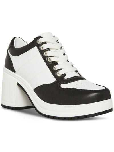 MADDEN GIRL Womens Black Color Block Padded Treaded Perforated Lug Sole Vida Round Toe Lace-Up Shootie 7.5
