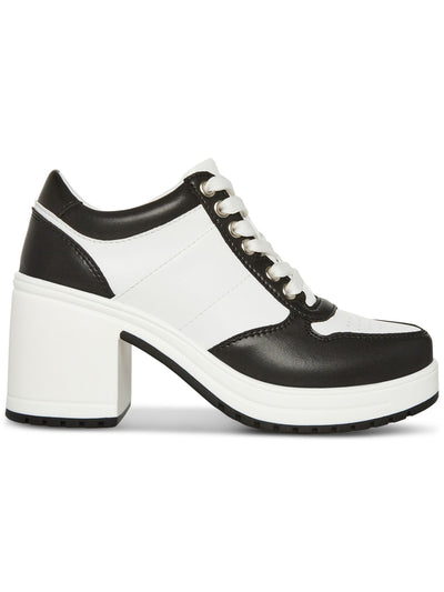 MADDEN GIRL Womens Black Color Block Padded Treaded Perforated Lug Sole Vida Round Toe Lace-Up Shootie 7.5