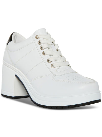 MADDEN GIRL Womens White Padded Contrast Heel Patch Treaded Perforated Lug Sole Vida Round Toe Lace-Up Sneakers Shoes 11