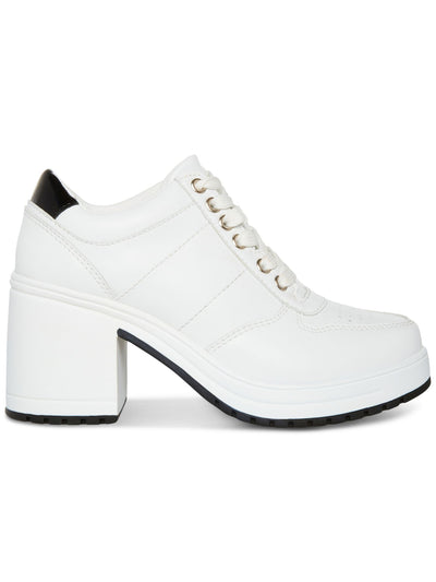 MADDEN GIRL Womens White Padded Contrast Heel Patch Treaded Perforated Lug Sole Vida Round Toe Lace-Up Sneakers Shoes 11
