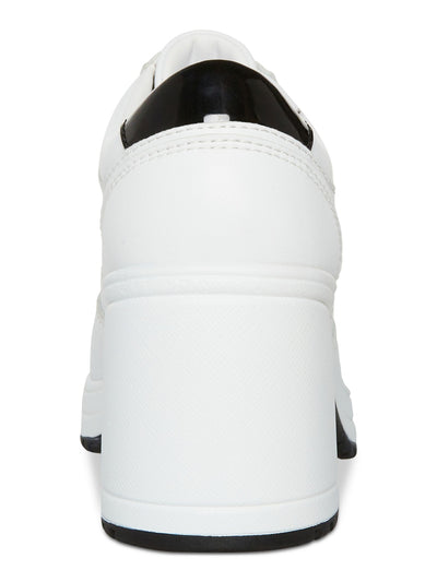 MADDEN GIRL Womens White Padded Contrast Heel Patch Treaded Perforated Lug Sole Vida Round Toe Lace-Up Sneakers Shoes 11