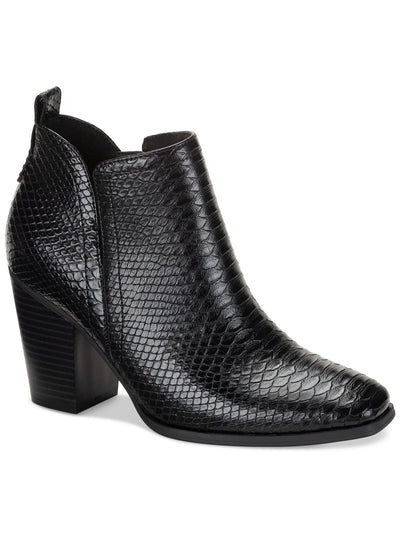 SUN STONE Womens Black Solid Snake Heel Pull-Tab Cut Out Padded Pollyy Almond Toe Block Heel Zip-Up Dress Boots 9.5 M