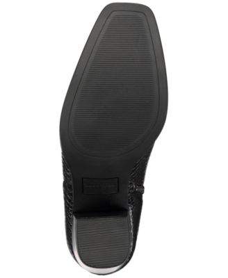 SUN STONE Womens Black Solid Snake Heel Pull-Tab Cut Out Padded Pollyy Almond Toe Block Heel Zip-Up Dress Heeled Boots M