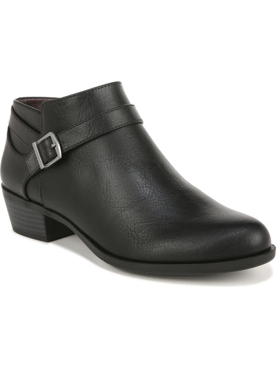 LIFE STRIDE Womens Black Buckled Ankle Strap Accent Flex Shock Absorbtion Cushioned Alexander Almond Toe Block Heel Zip-Up Booties 12 W