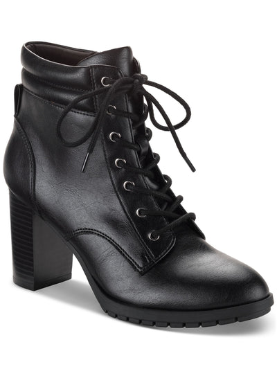 STYLE & COMPANY Womens Black Lace Up Padded Collar Padded Treaded Laurellee Almond Toe Block Heel Zip-Up Heeled Boots 7 M
