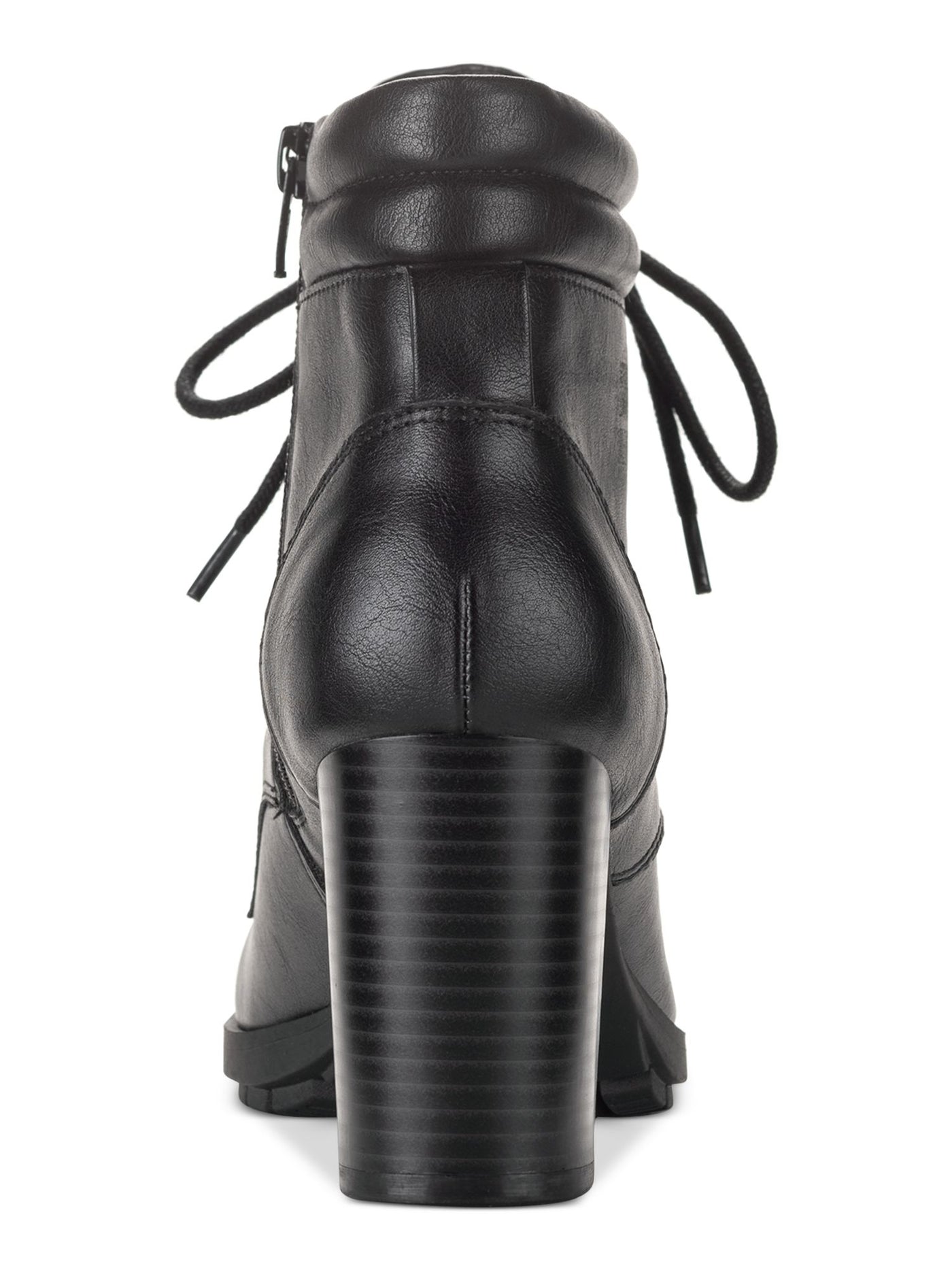 STYLE & COMPANY Womens Black Lace Up Padded Collar Padded Treaded Laurellee Almond Toe Block Heel Zip-Up Heeled Boots 7 M
