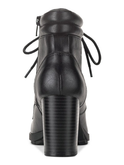 STYLE & COMPANY Womens Black Lace Up Padded Collar Padded Treaded Laurellee Almond Toe Block Heel Zip-Up Heeled Boots 7 M