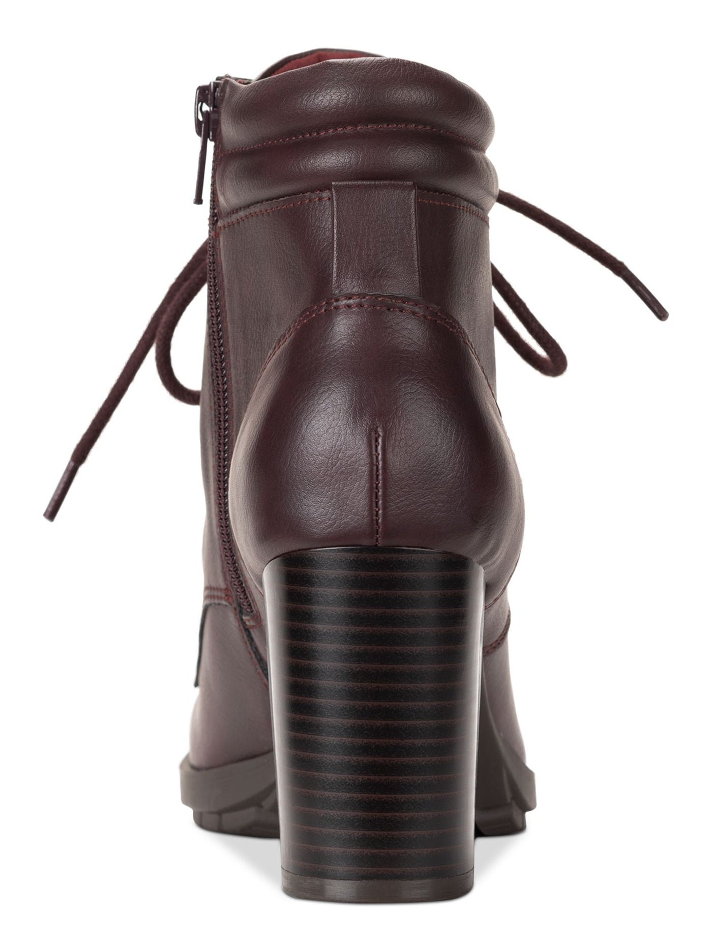 STYLE & COMPANY Womens Burgundy Lace Up Padded Collar Padded Treaded Laurellee Almond Toe Block Heel Zip-Up Heeled Boots 8.5 M