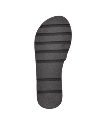 GUESS Womens Black Metallic Logo Patch 1" Platform Rhinestone Adjustable Abet Round Toe Wedge Slip On Slide Sandals Shoes M