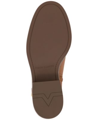 VINCE CAMUTO Womens Brown Lug Sole Padded Goring Buckle Accent Vergila Round Toe Block Heel Zip-Up Leather Moto M