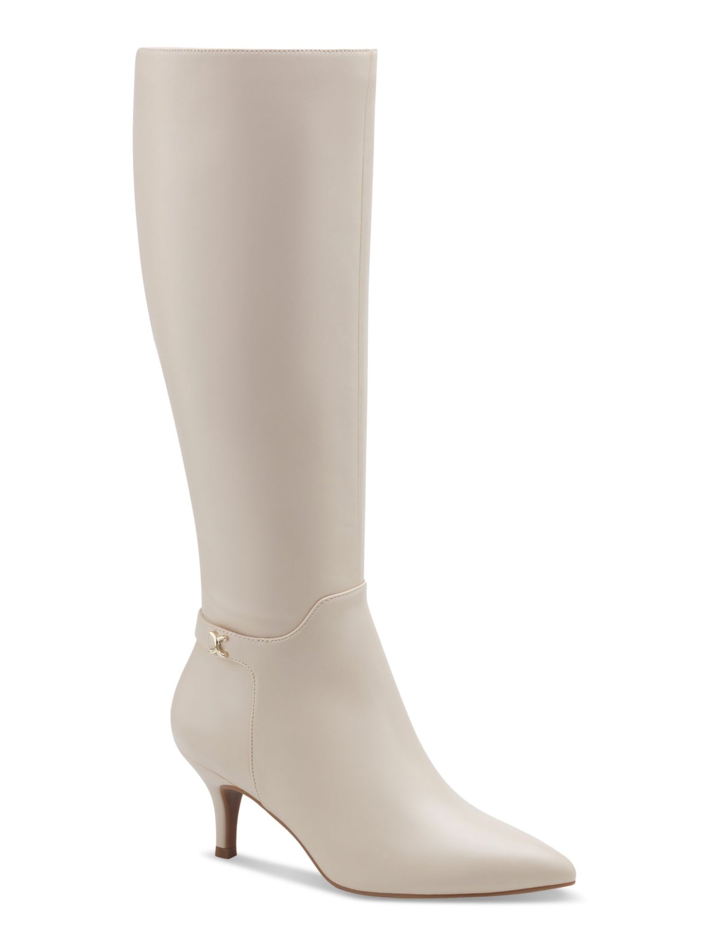CHARTER CLUB Womens Ivory Heel Strap Hardware Accent Cushioned Cruelaa Pointed Toe Stiletto Zip-Up Dress Boots 5 M
