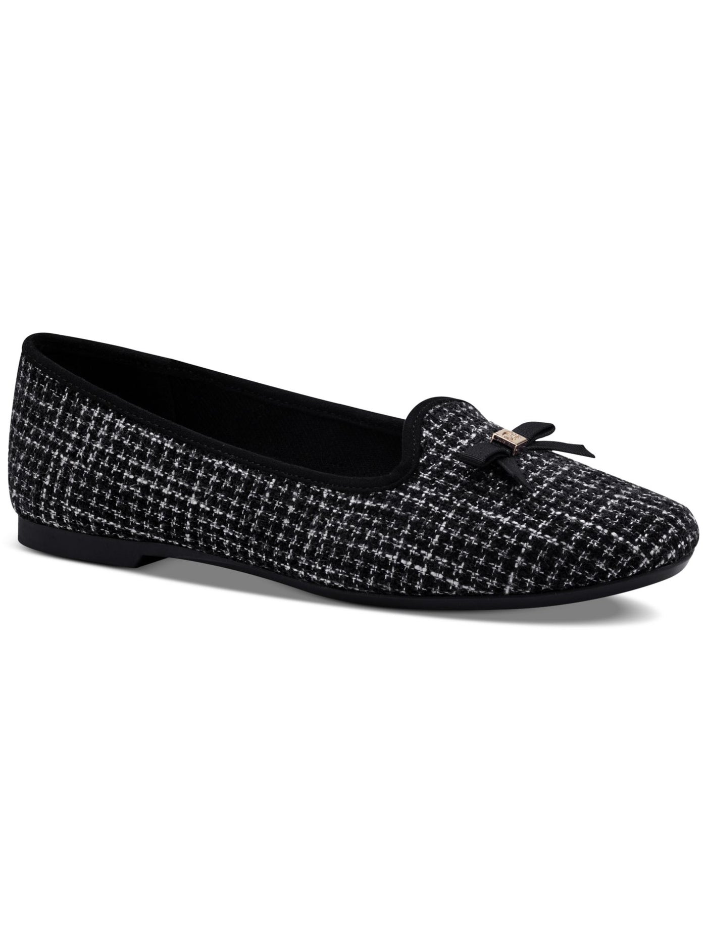 CHARTER CLUB Womens Black Plaid Bow Accent Padded Kimii Round Toe Slip On Loafers Shoes 12 M