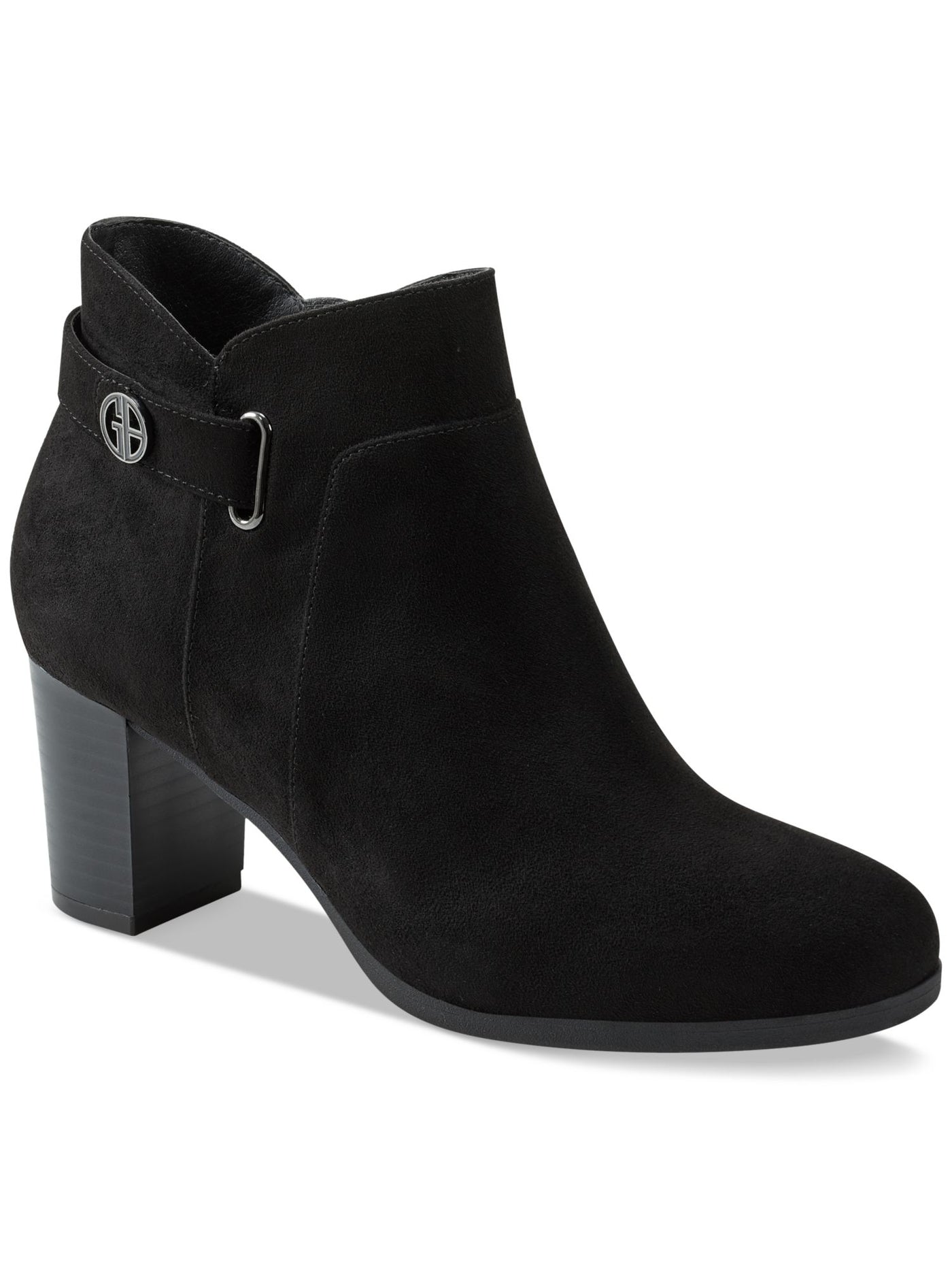GIANI BERNINI Womens Black Hardware Detail Strap Cushioned Comfort Artemyss Round Toe Block Heel Zip-Up Dress Booties 11 M