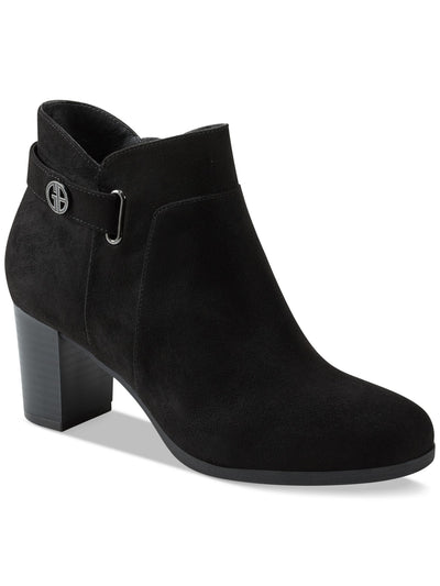 GIANI BERNINI Womens Black Hardware Detail Strap Cushioned Comfort Artemyss Round Toe Block Heel Zip-Up Dress Booties 11 M